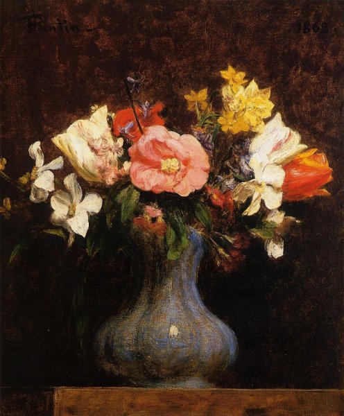 Main Product Photo of Flowers: Camelias and Tulips Painting by Henri Fantin-Latour