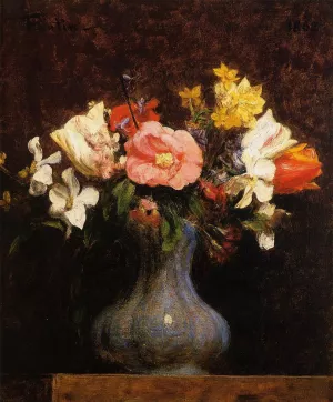 Flowers, Camelias and Tulips by Henri Fantin-Latour - Oil Painting Reproduction