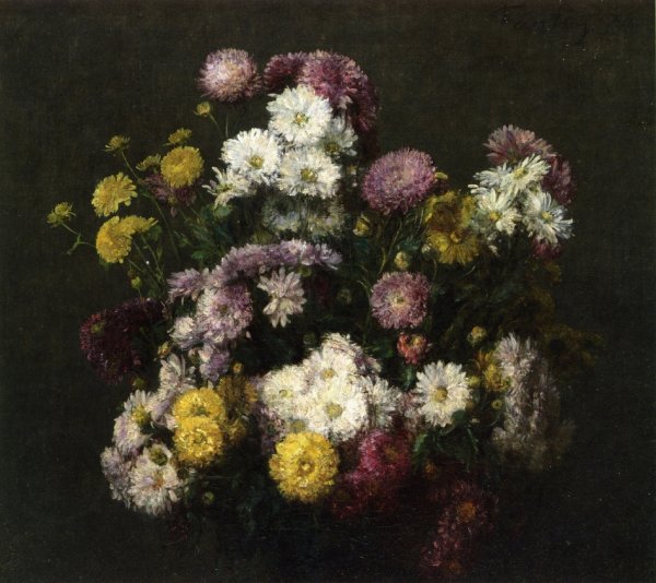 Main Product Photo of Flowers, Chrysanthemums Painting by Henri Fantin-Latour