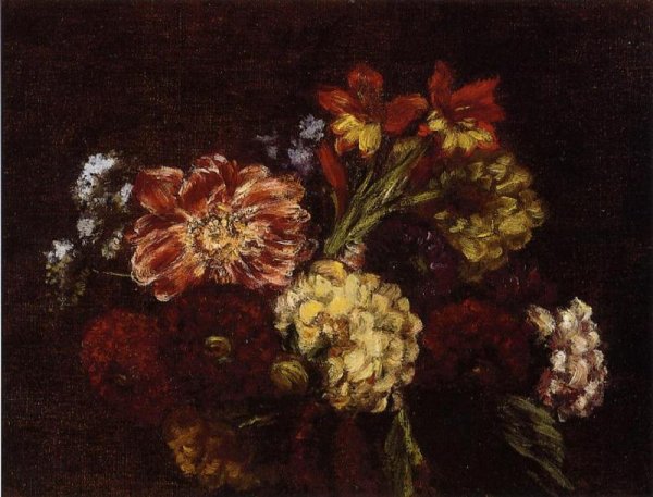 Flowers: Dahlias and Gladiolas by Henri Fantin-Latour - Hand-Painted Oil Painting Reproduction