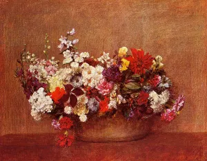 Flowers in a Bowl by Henri Fantin-Latour - Oil Painting Reproduction