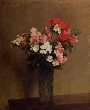 Geraniums Oil painting by Henri Fantin-Latour