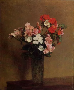 Geraniums by Henri Fantin-Latour Oil Painting