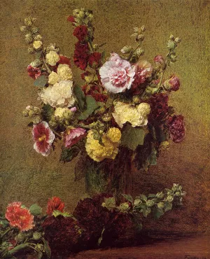 Hollyhocks by Henri Fantin-Latour - Oil Painting Reproduction