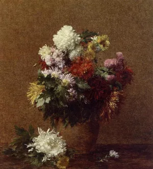 Large Bouquet of Chrysanthemums by Henri Fantin-Latour - Oil Painting Reproduction