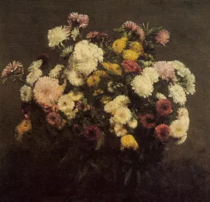 Large Bouquet of Crysanthemums by Henri Fantin-Latour Oil Painting