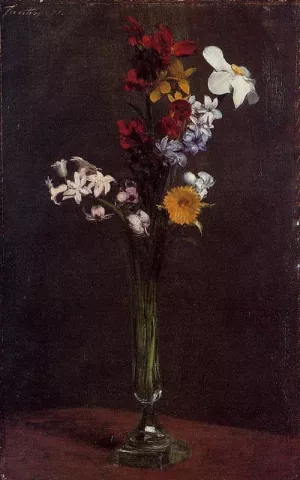 Narcisses, Hyacinths and Nasturtiums by Henri Fantin-Latour - Oil Painting Reproduction
