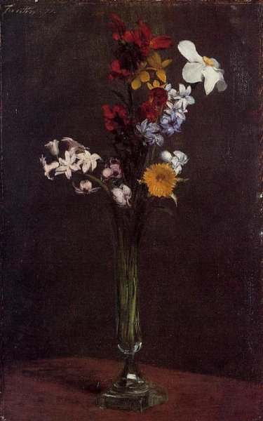 Narcisses, Hyacinths and Nasturtiums by Henri Fantin-Latour - Hand-Painted Oil Painting Reproduction