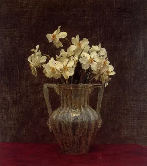 Narcisses in an Opaline Glass Vase by Henri Fantin-Latour Oil Painting