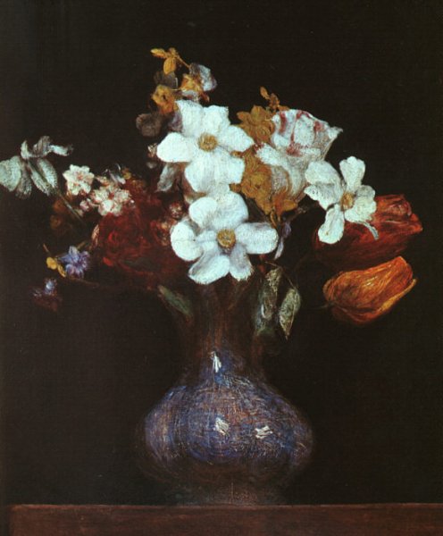 Main Product Photo of Narcissus and Tulips Painting by Henri Fantin-Latour
