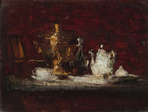Nature morte au samovar by Henri Fantin-Latour Oil Painting