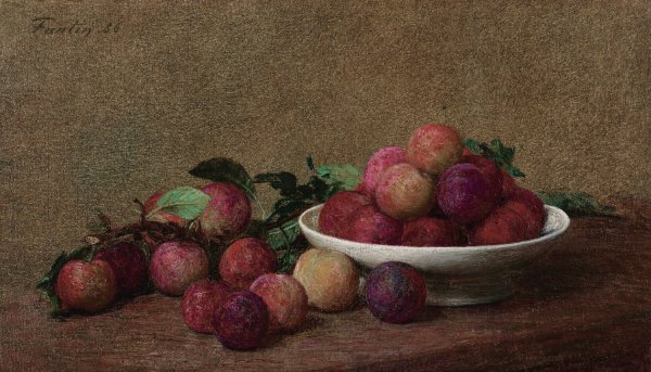 Nature morte aux prunes  by Henri Fantin-Latour - Hand-Painted Oil Painting Reproduction