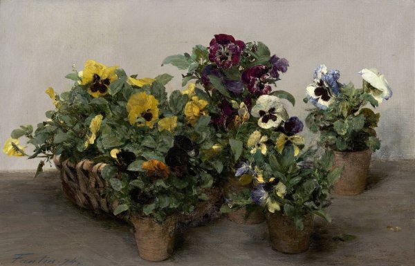 Pansies  by Henri Fantin-Latour - Hand-Painted Oil Painting Reproduction