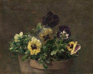 Potted Pansies by Henri Fantin-Latour Oil Painting
