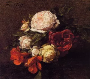 Roses and Nasturtiums painting by Henri Fantin-Latour