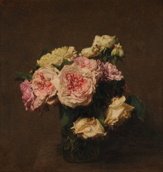 Main Product Photo of Roses dans un vase de cristal  Painting by Henri Fantin-Latour