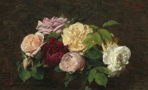 Roses de Nice on a Table by Henri Fantin-Latour Oil Painting