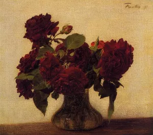 Roses Foncees Sur Fond Clair painting by Henri Fantin-Latour