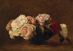 Roses in a Bowl by Henri Fantin-Latour Oil Painting