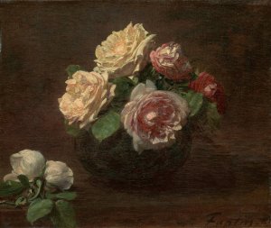 Roses in a Bowl by Henri Fantin-Latour Oil Painting