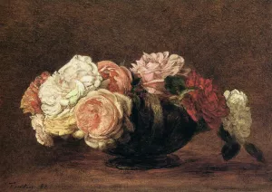 Roses in a Bowl by Henri Fantin-Latour Oil Painting