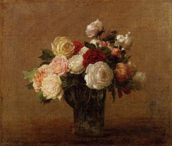Main Product Photo of Roses in a Glass Vase Painting by Henri Fantin-Latour