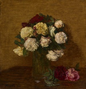 Roses In A Vase by Henri Fantin-Latour Oil Painting