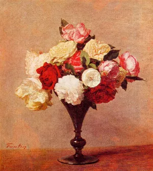 Roses in a Vase by Henri Fantin-Latour - Oil Painting Reproduction