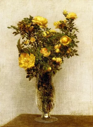 Roses Lying on Gold Velvet by Henri Fantin-Latour - Oil Painting Reproduction