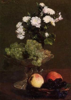 Still Life: Chrysanthemums and Grapes