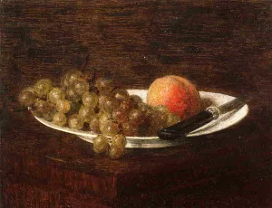 Still Life: Peach and Grapes by Henri Fantin-Latour Oil Painting