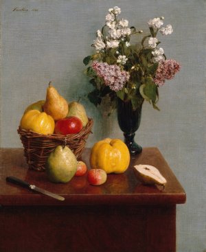Still Life with Flowers and Fruit by Henri Fantin-Latour Oil Painting