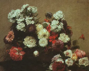 Still Life with Flowers by Henri Fantin-Latour - Oil Painting Reproduction