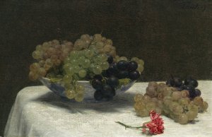 Still Life with Grapes and a Carnation by Henri Fantin-Latour Oil Painting