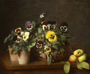 Still Life with Pansies Oil painting by Henri Fantin-Latour