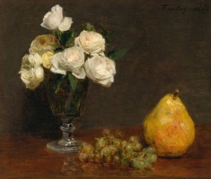 Still Life with Roses and Fruit by Henri Fantin-Latour Oil Painting