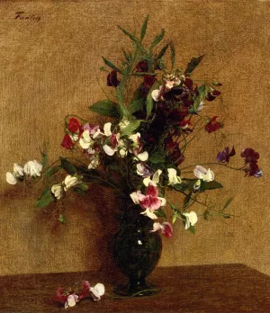 Sweet Peas in a Vase by Henri Fantin-Latour Oil Painting
