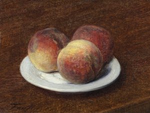 Three Peaches on a Plate by Henri Fantin-Latour Oil Painting