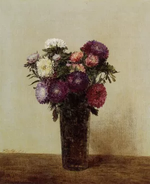 Vase of Flowers: Queens Daisies by Henri Fantin-Latour Oil Painting