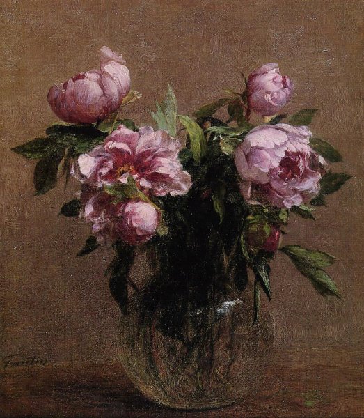 Main Product Photo of Vase of Peonies Painting by Henri Fantin-Latour