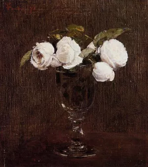 Vase of Roses by Henri Fantin-Latour Oil Painting