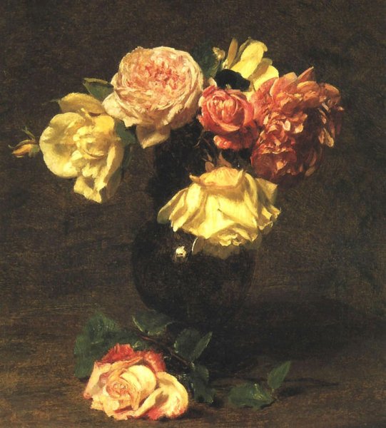 White and Pink Roses by Henri Fantin-Latour - Hand-Painted Oil Painting Reproduction