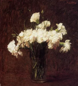 White Carnations by Henri Fantin-Latour - Oil Painting Reproduction