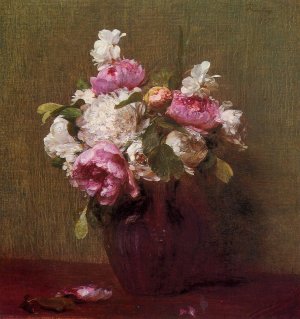 White Peonies and Roses, Narcissus by Henri Fantin-Latour Oil Painting