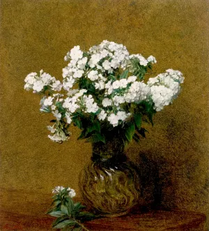 White Phlox in a Vase by Henri Fantin-Latour - Oil Painting Reproduction