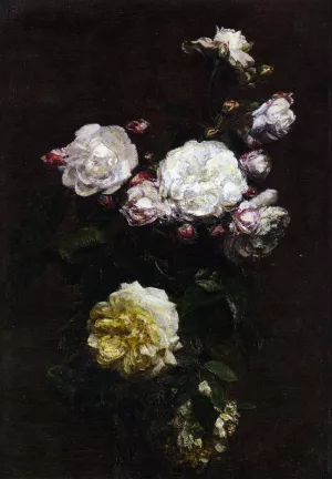 White Roses by Henri Fantin-Latour - Oil Painting Reproduction