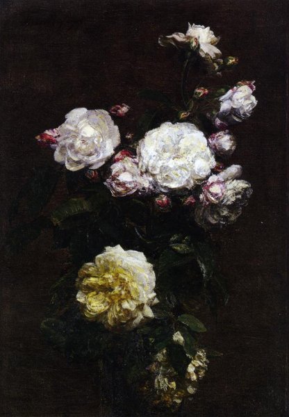 White Roses by Henri Fantin-Latour - Hand-Painted Oil Painting Reproduction