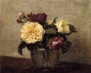 Yellow and Red Roses by Henri Fantin-Latour - Oil Painting Reproduction