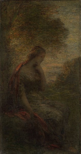 Main Product Photo of Young Woman under a Tree at Sunset, called 'Autumn' Painting by Henri Fantin-Latour