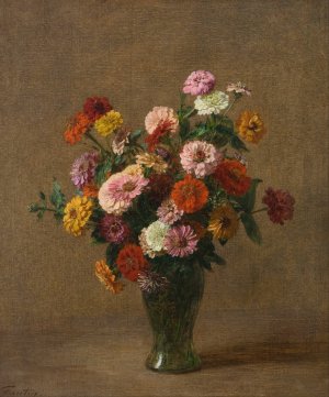Zinnias by Henri Fantin-Latour Oil Painting